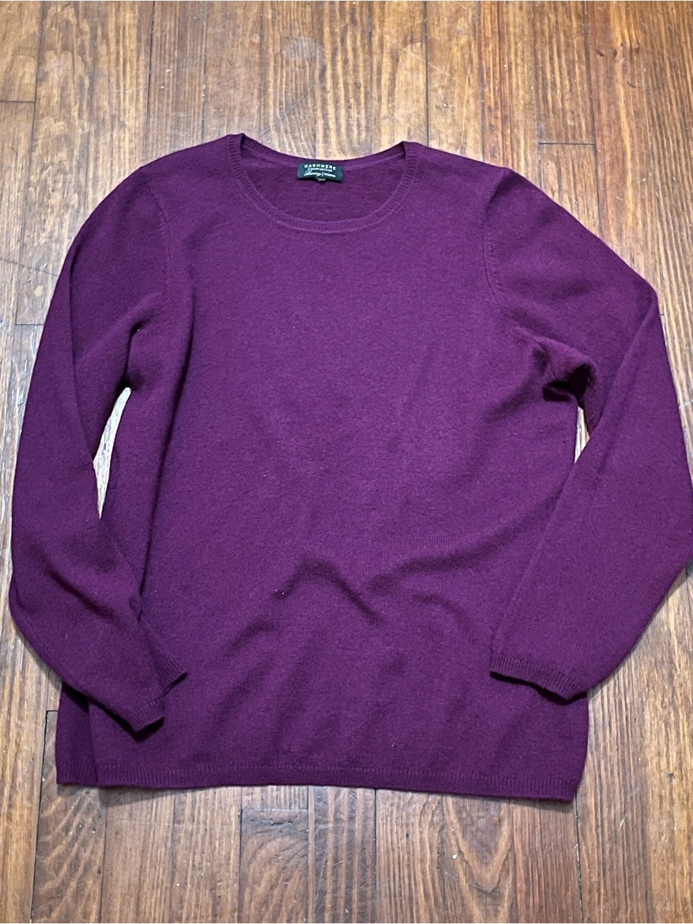 Charter Club Women’s Cashmere Crewneck Sweater in Deep Berry Plum Large